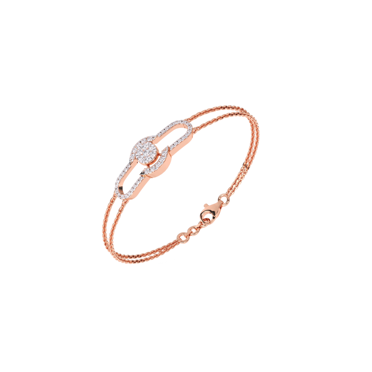 14K Rose Gold Trendy Lab Grown Diamond Bracelet